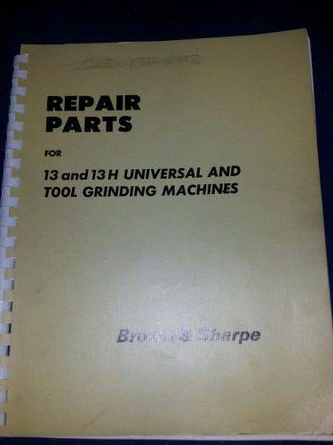 Brown and Sharpe tool grinding machine manual