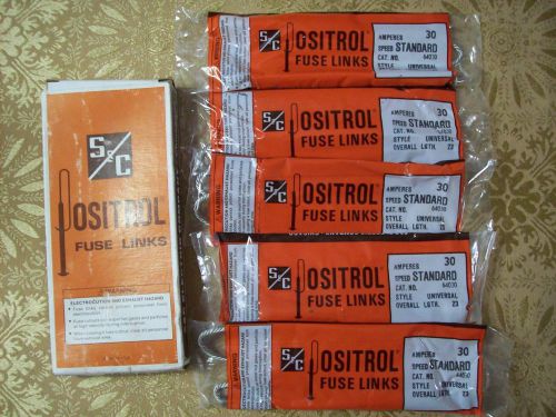 Box of 5-S&amp;C Electric Positrol Fuse Links Cat#64030, 30A, Standard, length 23&#034;