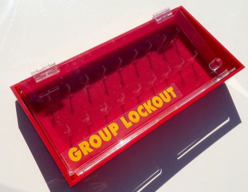 Brady red acrylic wall mount group lockout box 18 hooks / locks max valet keys! for sale