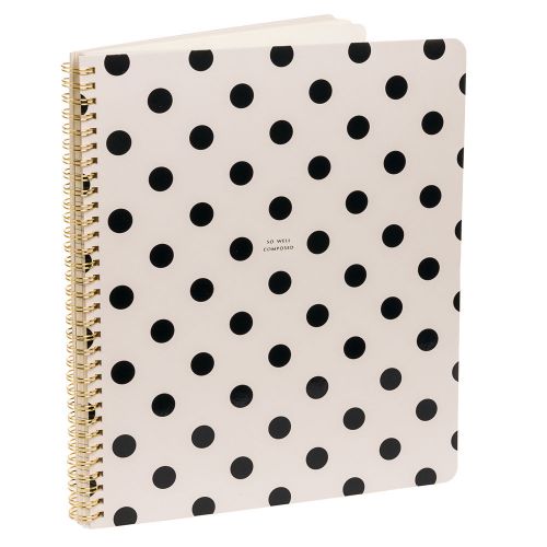 KATE SPADE NEW YORK NEW Womens &#034;So Well Composed&#034; Dots Large Spiral Notebook NWT