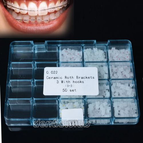 600pcs/box Dental Orth Ceramic Bracket braces kit 3*3 Roth.022 with 3 hooks