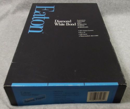 Eaton diamond white bond premium typewriter paper 25% cotton, legal size for sale