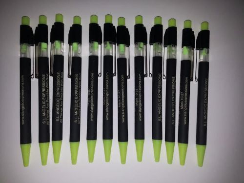 12Pk &#034;Bible Verse&#034; Neon Yellow Ink Pen Set (Black Ink) (Free Shipping)