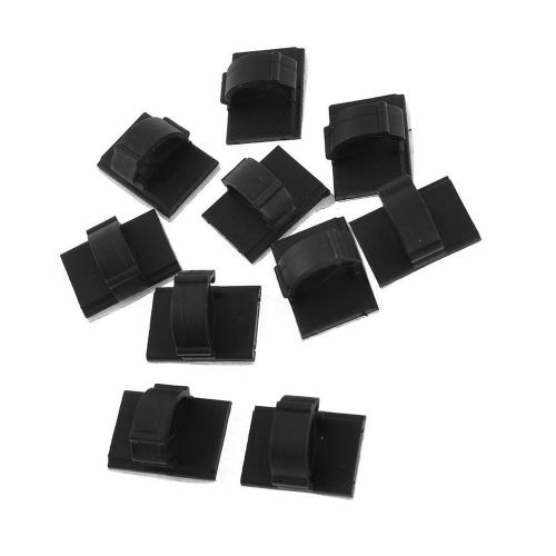 10 Pcs Rectangle Self-adhesive 10mm Cable Tie Mount Clips Black New