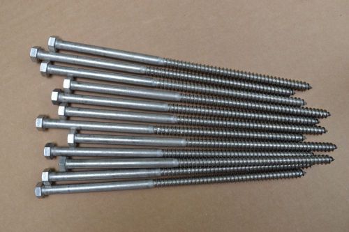 3/8 x 10&#034; stainless steel lag bolts [12 pieces] with washers for sale