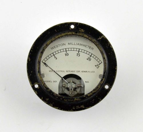 Vintage weston model 301 milliamp panel meter - works for sale