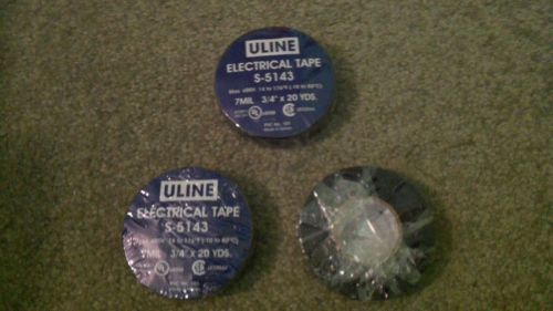 3 ROLLS OF ULINE S-5143 BLACK  ELECTRICAL TAPE-BRAND NEW IN PACKAGE!
