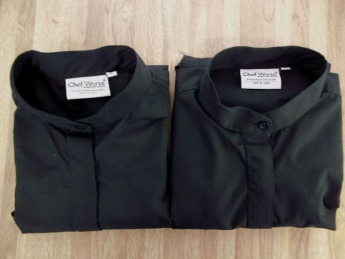 2-Women&#039;s Chef Works Long Sleeve Shirts-Large-Black-Designer Chef Clothing