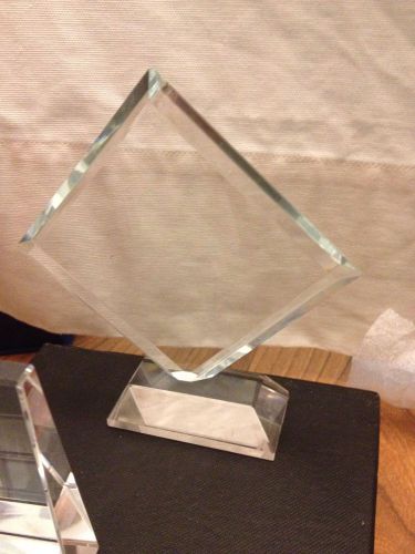 Unique Beautiful Square Design Crystal Glass Award 5&#034; Tall