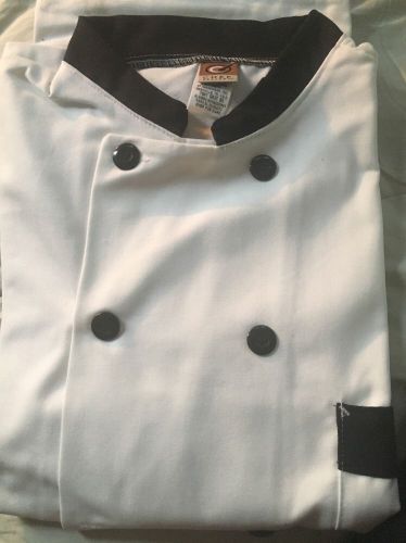 Chef Designs KT74BT3 White w/black trim Unisex Chef Coat Jacket XL New 10 Button