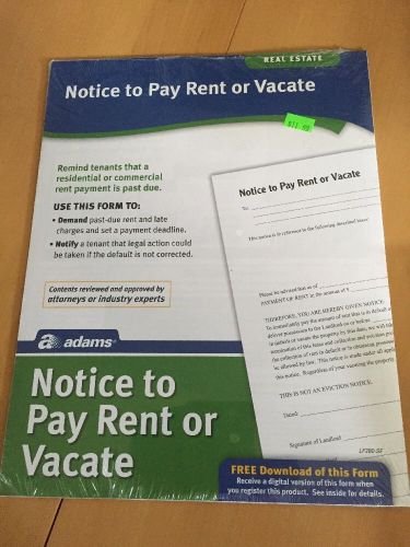 Notice To Pay Rent Or Vacate Forms By Adams