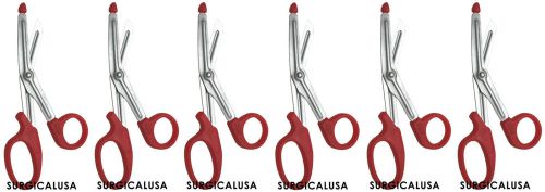 6 utility scissors serrated blade red color handle ems emt shears surgicalusa for sale
