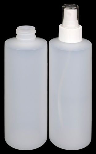 Plastic Bottle (HDPE Natural) w/Fine Mist Sprayer &amp; Overcap, 8-oz., 50-Pack, New