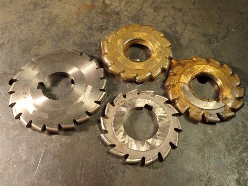 4-Piece Lot 3/16&#034; &amp; 7/32&#034; Horizontal Milling Cutters Convex Mills 1&#034; Arbor Hole