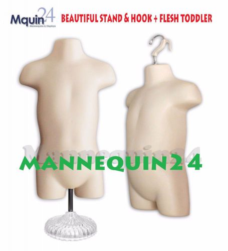 Toddler torso mannequin hard flesh w/stand + hanging hook for pants display for sale