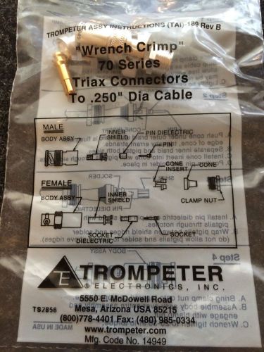 NEW &#034;Wrench Crimp&#034; 70 SerIES TRIAX CONNECTORS TO .250 DIA CABLE M49142/03-0001