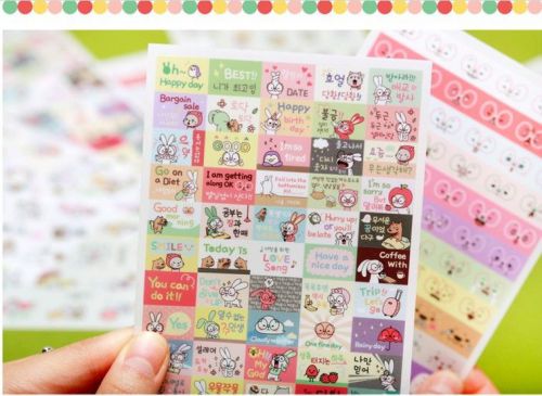 VER.3 Eyeglass Rabbit DIY Schedule Diary calendar Filofax Deco Sticker 6sheet