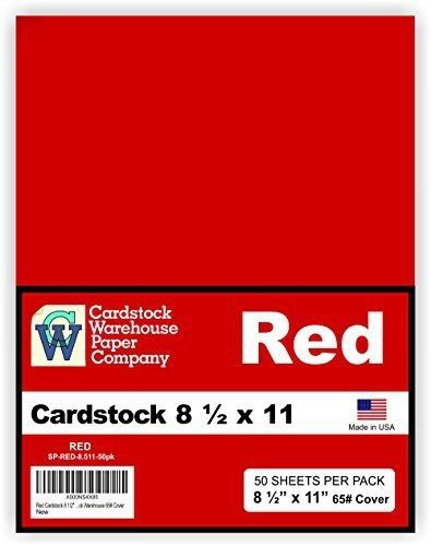 Red Cardstock 8 1/2&#034; x 11&#034; - 50 Pack from Cardstock Warehouse 65# Cover