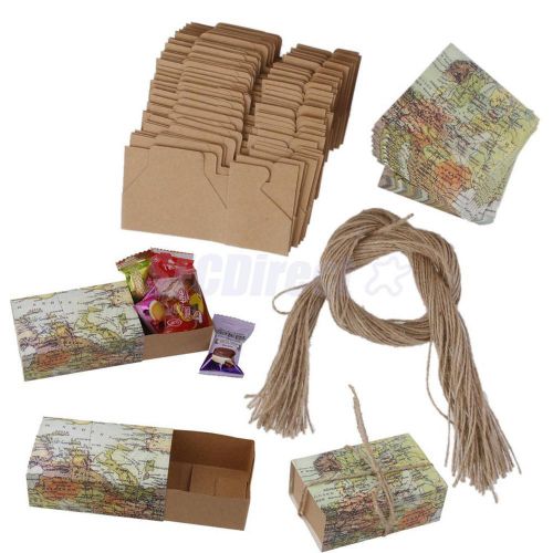 50Pcs Paper Candy Gift Box Return Gift Wedding Birthday Party Favors w/ Rope
