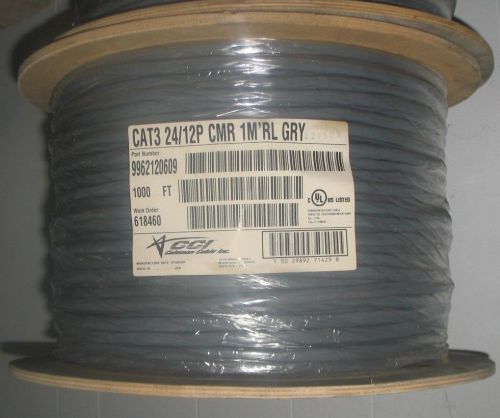 100Ft 12 Pair Cat3 Telephone Phone Line Cable/Wire Gray CMR 1M RL OUTDOOR