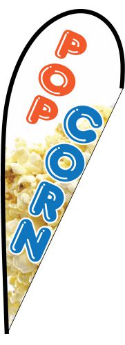 Pop Corn Teardrop Stock Advertising Flags w/ Hardware