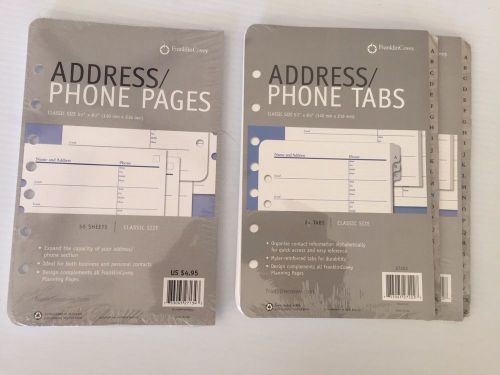Franklin Covey Classic Address/phone Refill 2sets Tabs 1set Refill Pgs New