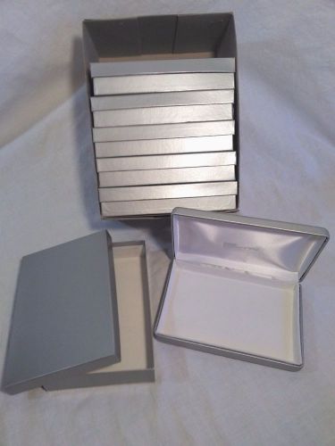 6 New Silvertone Leatherette Jewelry Gift Boxes 6 1/8&#034;x4 1/8&#034;  Box &amp; Outside Box