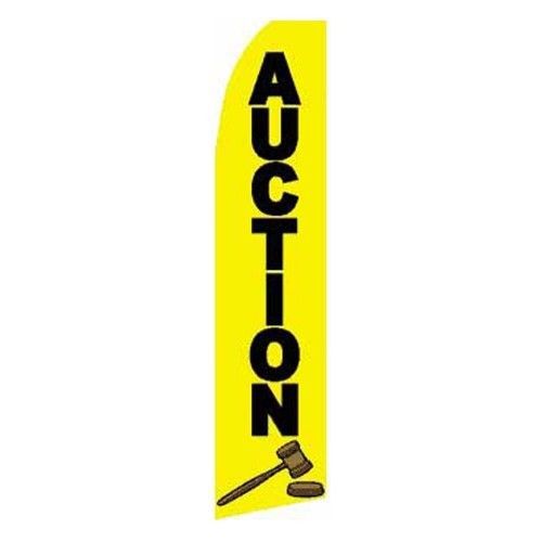 AUCTION SWOOPER FLAG 15FT SIGN YELLOW BANNER + POLE MADE IN USA