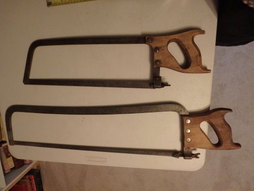 2 vintage meat saws- 25&#034; blade KCCH and 18&#034; bridge tool co