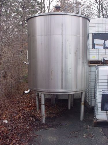 800 gallon polished stainless steel slant bottom tank internal coils for sale