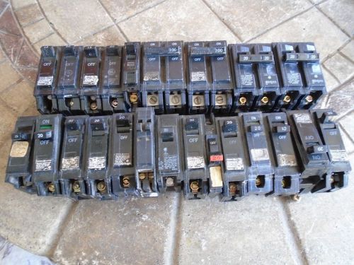 Lot of 23 Various Circuit Breakers GENERAL ELETRIC, SIEMENS &amp; others