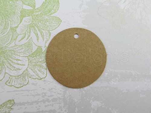100 CleverDelights Circle Kraft Gift Tags / Hang Tags - 1.5&#034; Diameter - Brown -