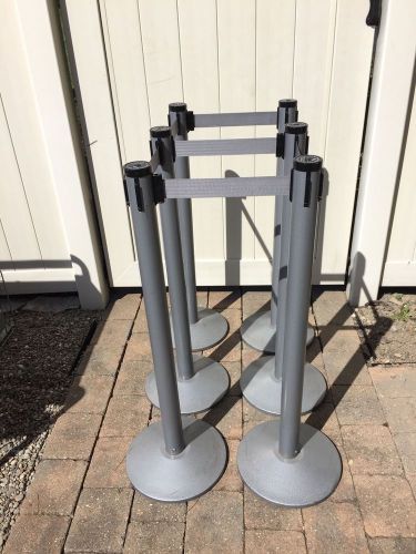 \\\ Retracta-belt Stanchions Crowd Control Bollards Retractable Straps/Set of 6