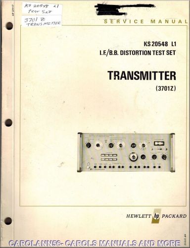 HP Manual KS 204548 L1 TRANSMITTER 3701Z Distortion Test Set