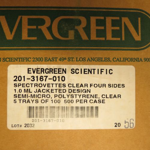 Qty 500 spectrovettes clear ps cuvettes 1.0ml # 201-3167-010 evergreen for sale