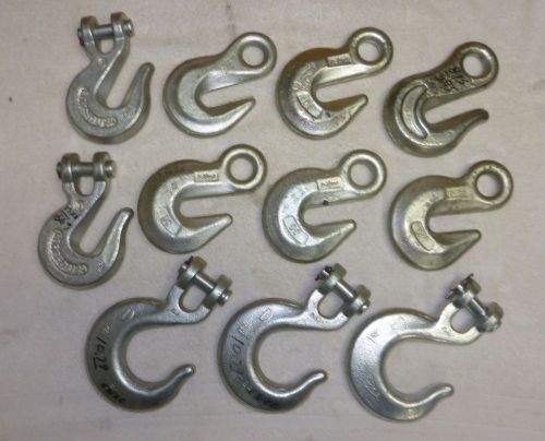 Lot 11 tow rigging grab sling hooks made usa eye &amp; clevis type 1/2&#034; 2 ton? for sale