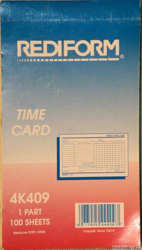 Rediform 1 Part Single-Sided Weekly Time Cards Item Number 4K409 100 Sheets NEW!