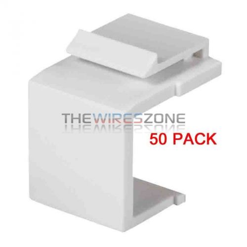 White Snap-In Keystone for Blank Insert Face Wall Plate/Panels Flat Plug (50/pk)