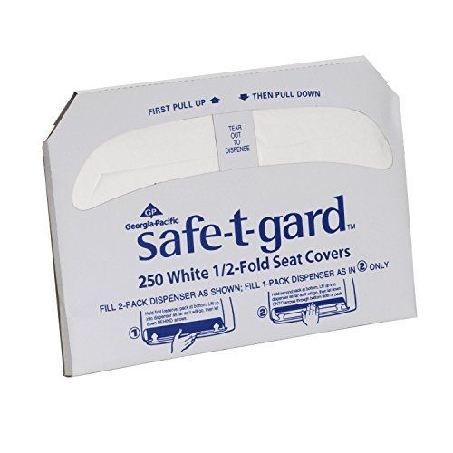 Safe-T-Gard Georgia Pacific 47046, 1/2 Fold Toilet Seat Covers, White, 1 Pack of