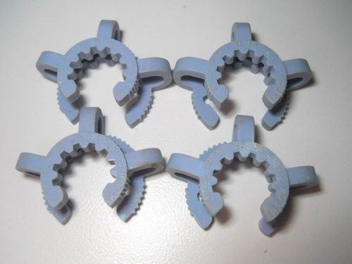 Lot of (4) Keck No. 12 Violet Polyacetal Clamp Clips, 12/21 Conical Joint