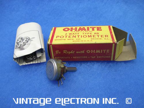 NOS OHMITE 2W, 5000 Ohm, Type AB Potentiometer, Linear (Ohmite Part #: CU-5021)