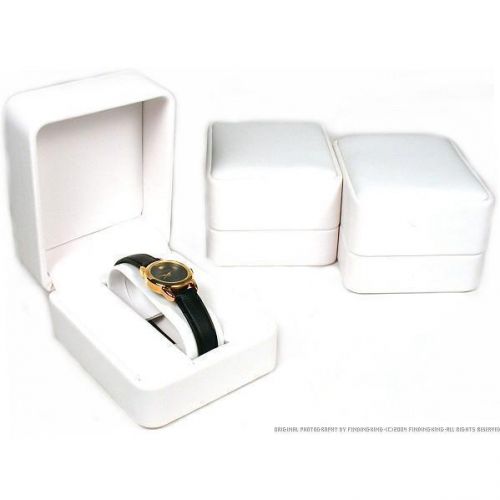 3 White Faux Leather Watch Displays Jewelry Counter Box