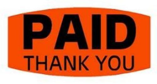 PAID, THANK YOU Labels 1 7/8&#034; x 3/4&#034; 1000