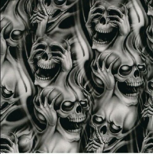 Hydrographic film 40&#034; x40&#034; hear no see no speak no evil skulls hydro dipping for sale