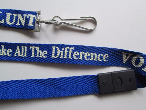 One blue lanyard id badge holder with id buckle ca 18 / 20 in volunteers make for sale