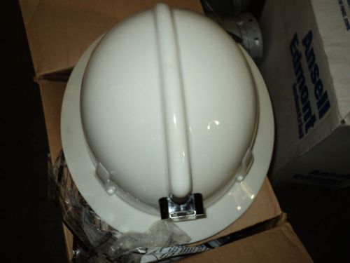 MSA 448906 Hard Hat w/Lamp Bracket, FullBrim, WHITE