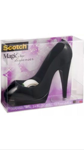 New Elegant Scotch Magic Tape Dispenser &amp; Roll - Desktop Black High Heel Shoe