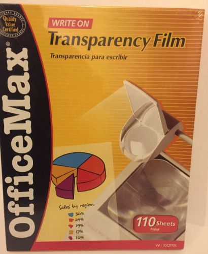 Office Max Write on Transparency Film 8.5 x 11 110 Sheets NEW SEALED