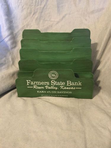 Reproduction farmers state bank advertisement office metal desk file holder for sale