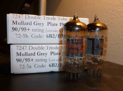 2 strong matched hammond by mullard gray plate o getter 7247 tubes for sale